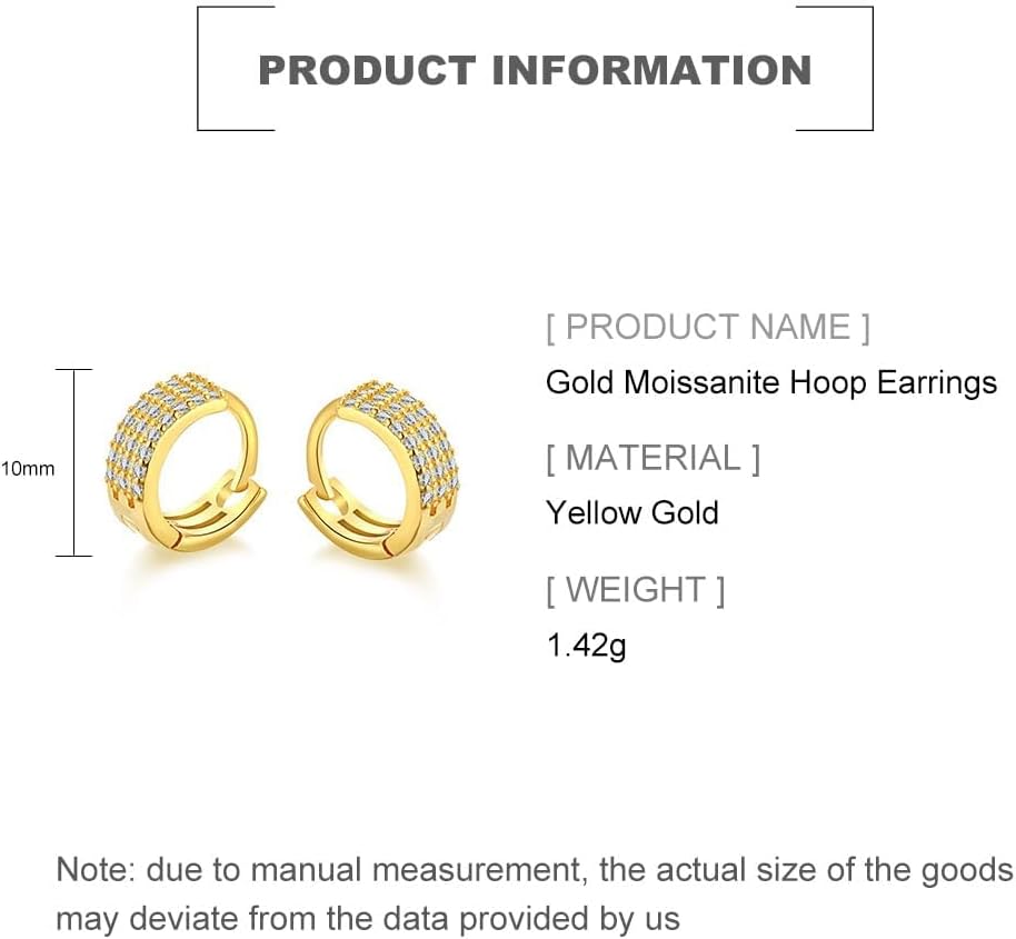 14K Gold Moissanite Hoop Earrings for Women,Dainty Natural Moissanite Huggie Earrings,Fashion Jewelry Gifts for Her - Image 2