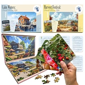 QUOKKA Puzzel met 100 stukjes voor senioren, spelletjes voor mensen met dementie, grote delen voor senioren, 3 Alzheimer puzzelspellen voor volwassenen, kleine stad, cadeaus voor dementiepatiënten