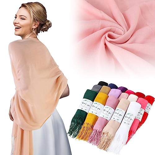 Catálogo de Pashminas para Mujer los 10 mejores. 46 Ramede - Paquete de 50 chales y envolturas de pashmina de 79 x 28 pulgadas, regalos de boda a granel para invitados con tarjetas de agradecimiento, Muchos colores, 79 x 28 Inch