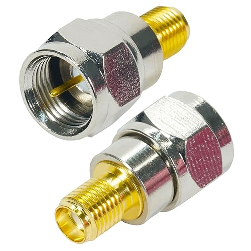 Fohevers 2 Pcs SMA Female to F Type Male Coaxial Connector RG6 Satellite Adapter for Satellite TV LNB Ham Radio