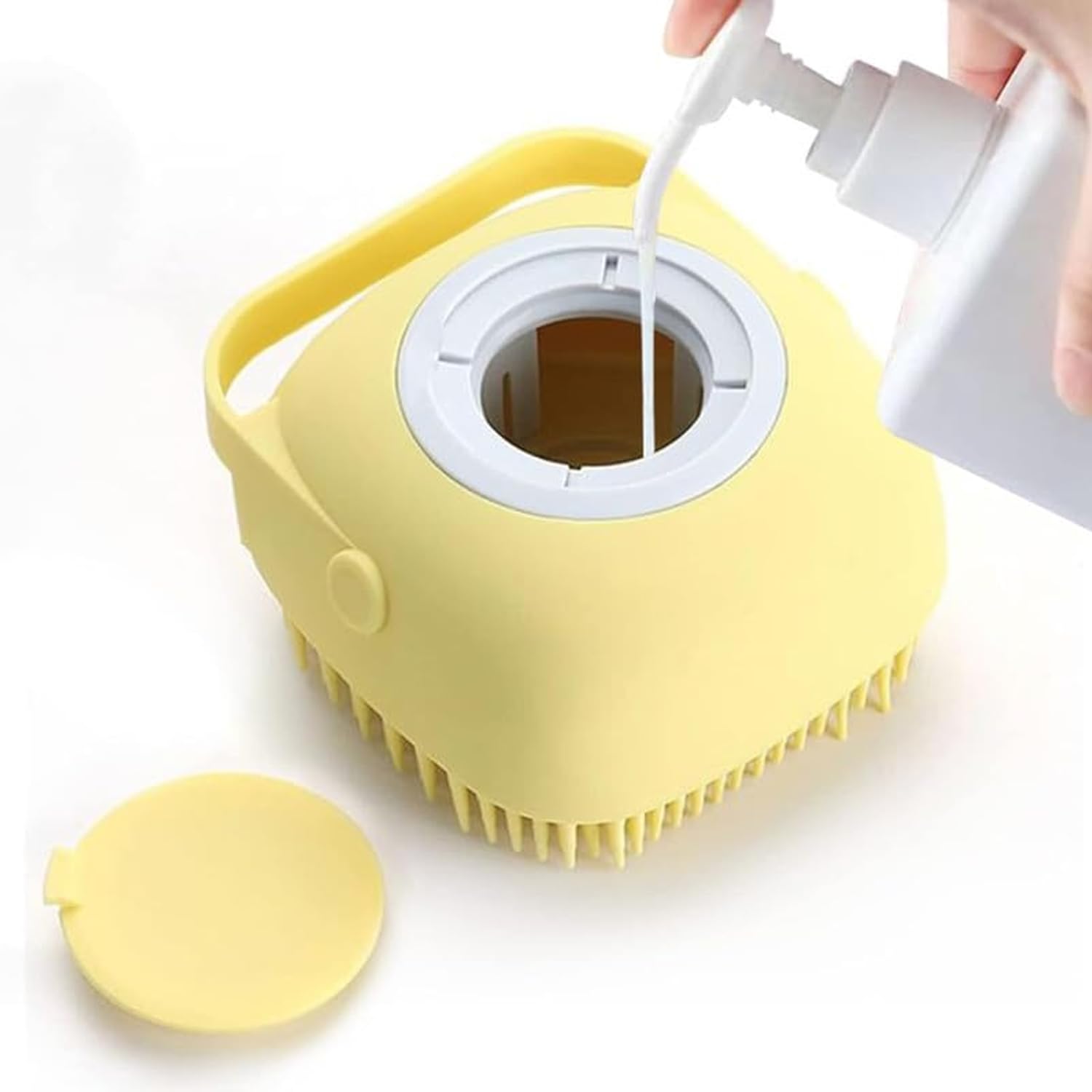 Cature Dog Cat Bath Brush Body Scrubber Shampoo Dispenser Remover For Shower Bathing And Soft Silicone Brushes For Pet Puppy Dogs Cat Rabbit Shampoo Dispenser(Yellow) (B0CT5V93N1) Amazon Price History, Amazon Price Tracker