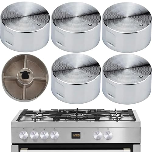 Lot de 6 boutons rotatifs universels pour réchaud à gaz - 6 mm, design rond - incluant un interrupteur de verrouillage - parfait pour contrôler la...