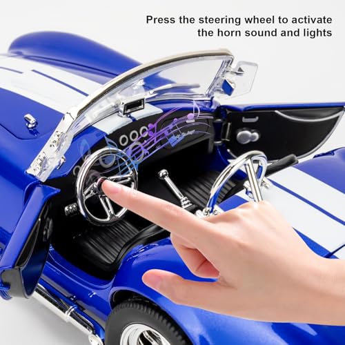 Modelo de coche Shelby Cobra 427 1:24 azul con sonido y luz miniatura 5