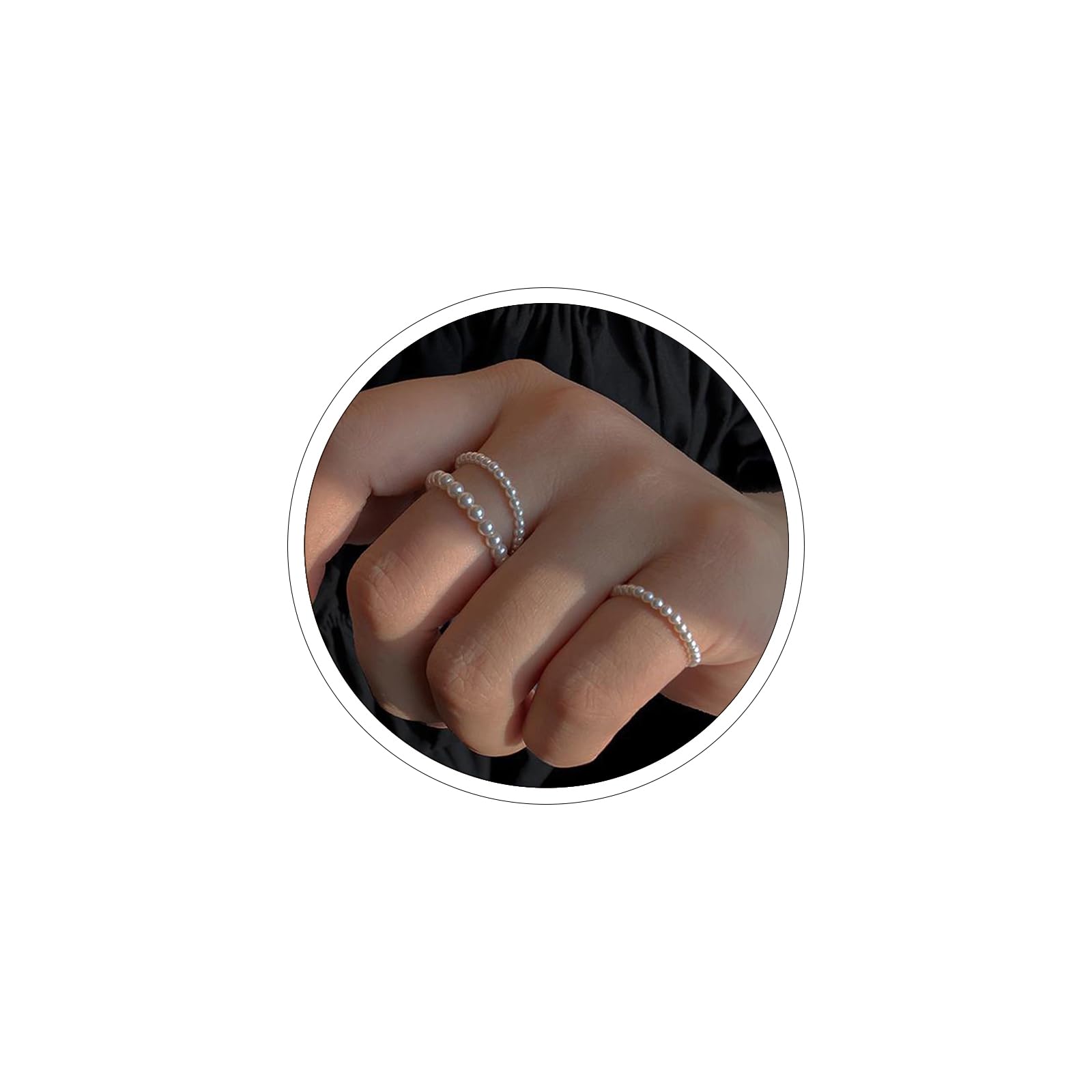 Pearl Rings for Women Vintage Small Pearl Ring cute Stackable Rings Dainty Minimalistic Pearl jewelry Holiday Gift for Women Girls