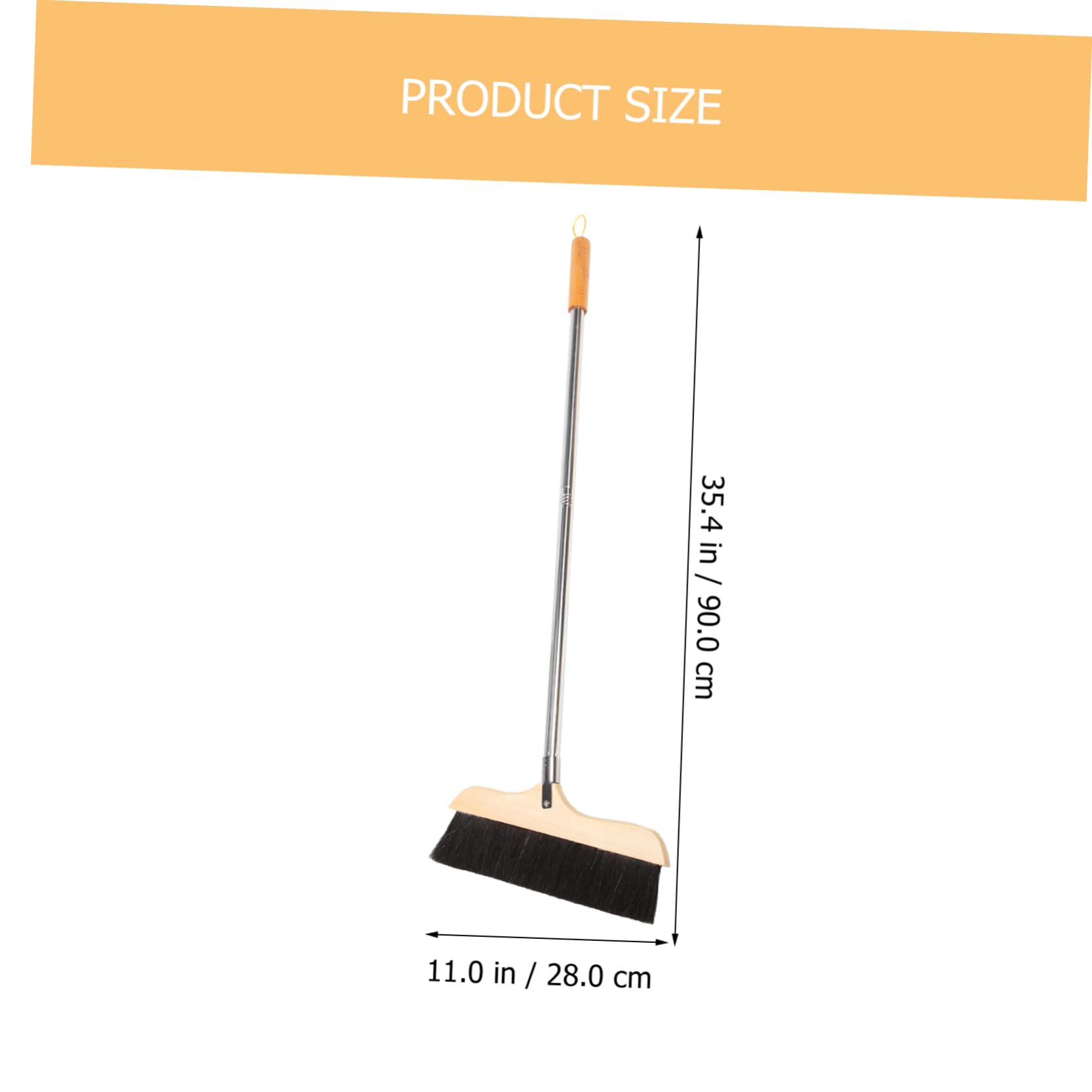 Beavorty Horsehair Broom with Metal Handle Wood Sweeper Tile Surface Broom Heavy Duty Household Broom Wooden Broom Outdoor Broom Kitchen Horsehair Broom Wooden House Broom Horse Hair Broom