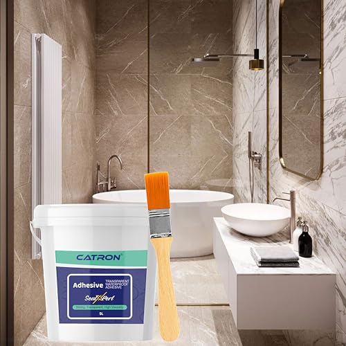 Image of Catron 5L /5Kg Transparent Waterproof Glue with Brush for Crack Seal, Roof Water Leakage Solution, Indoor and Outdoor Epoxy Resin Adhesive Sealxpert Sealant | for Bathroom, Walls, Tiles and Pipes