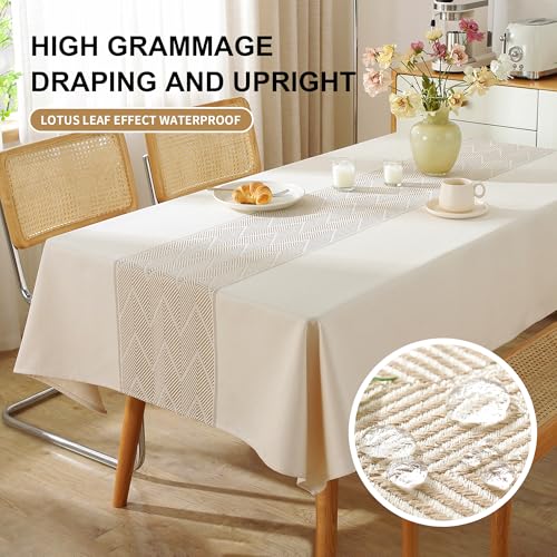 Linen Tablecloths for Rectangle Tables,About 8 FT Table Cloth Advanced Waterproofing Technology for Dinningroom,Farmhouse