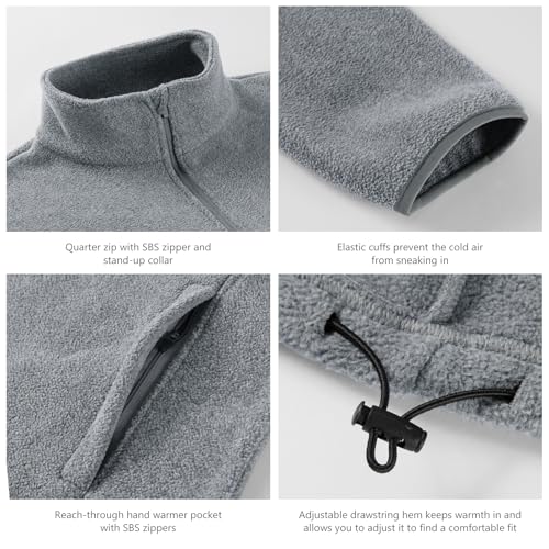 Image of BASSDASH Men's Quarter Zip Jacket Mid Weight Polar Fleece Pullover Outdoor Warm Breathable Long Sleeve Sweatshirt