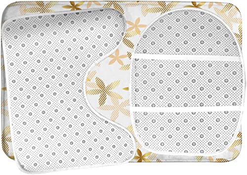 Badezimmerteppich-Set, 3-teilig, Rosie Beige, Blumenmuster, nahtlos, waschbar, rutschfest, mit Rückenpolster, Konturteppich und Toilettendeckelbezug – Bild 6