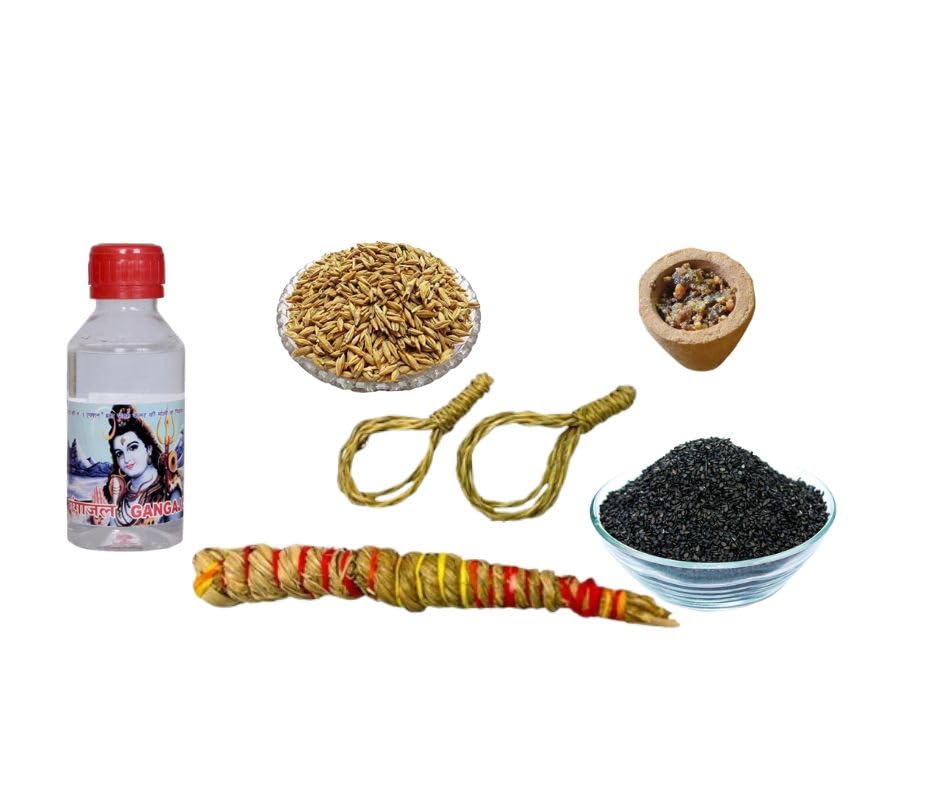 Pitru Paksha Puja/Shradh Puja Box/Pitra Dosh Nivaran and Shraddh Ritual Saman with Kusha Grass, Cow Dung Cake, for Shraadh Pooja at home Not A Eatable Product-image-5