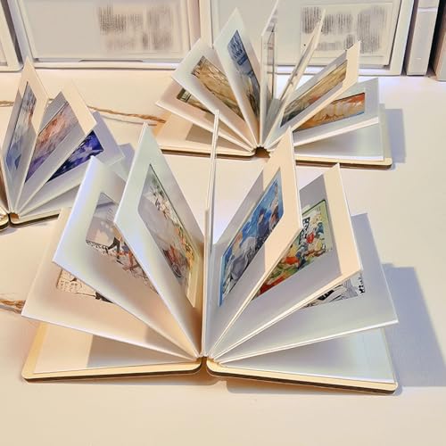 4 Kits de Mini Álbumes de Fotos en Acordión, Blanco, Cuadrado, de Papel, con Cubierta Rígida, Autoadhesivo, Plegable, para Regalos de Aniversario, Boda, Cumpleaños y Manualidades miniatura 4