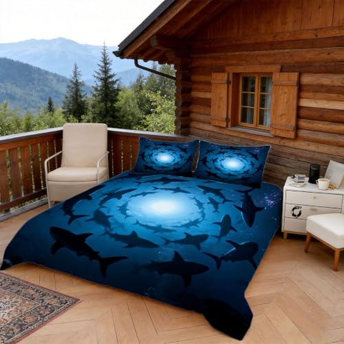 Housse de couette 140x200 requin anti-glisse avec glissière zip - 3