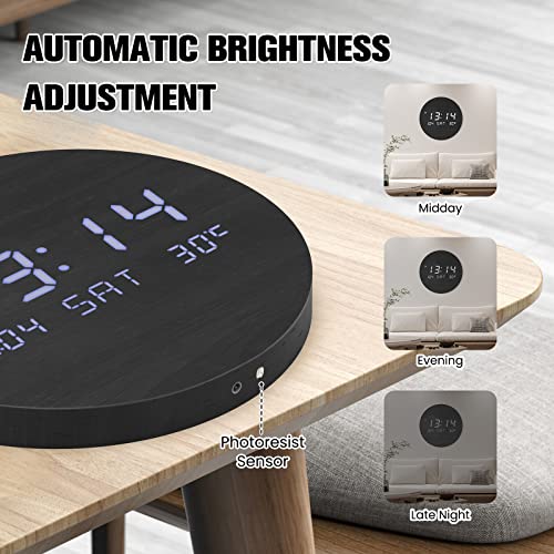 Tostog Wall Clock Silent Non-Ticking, Led Digital Wall Clock With Large Display Of Time, Date, And Temperature,12/24H Time Mode Wall Clocks Digital Kitchen Clock For Living Room 0Ffice Decor #TOP2