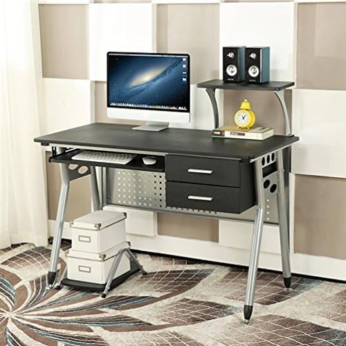EBS Computer Home / Office Desk with Sliding Keyboard 2 Drawers Desktop Tray PC Table Workstation - 110 x 70 x 56 cm