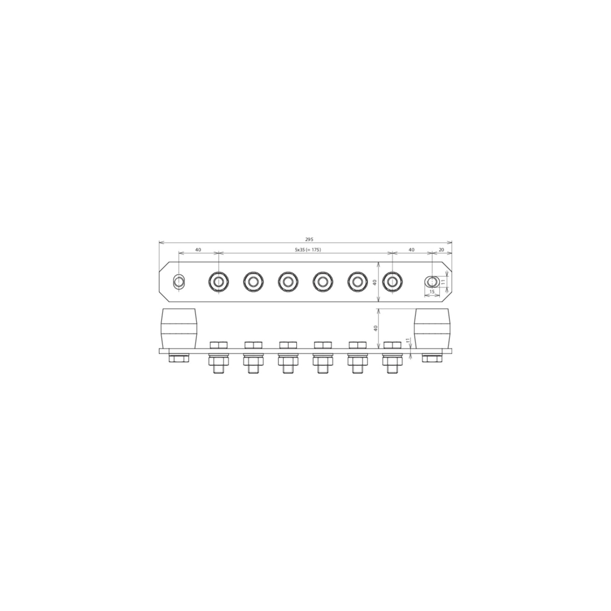 Dehn 472207 – Barra compensazione potenziale 295 x 40 x 5 mm rame