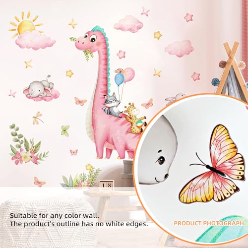 Vinilo decorativo dinosaurio rosa para pared infantil miniatura 6