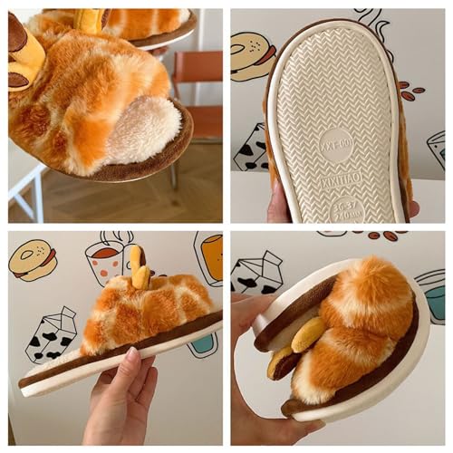 Jfxgjuv Giraffe Slippers for Women Men, Cute Fluffy Giraffe Print Fuzzy Animal Slippers Warm Cozy Plush Comfy Non-Slip House Shoes4
