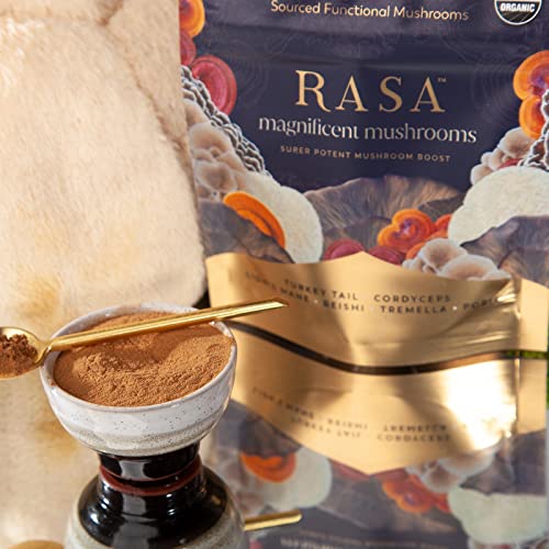 Rasa Magnificent Mushrooms – Organic Extra Potent Mushroom Extract Powder: Reishi, Turkey Tail, Cordyceps, Lion’s Mane, Tremella, and Poria for Immunity & Focus Support (1 oz. / 30 Servings) - Image 3