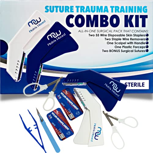 Matrix Wizard B07MRF5W6D Advanced Sterile Suture Tool Kit - First Aid Field Emergency Practice Suture Thread With Needle, Disposable Clinical Rotation Stapler Training thumb #7