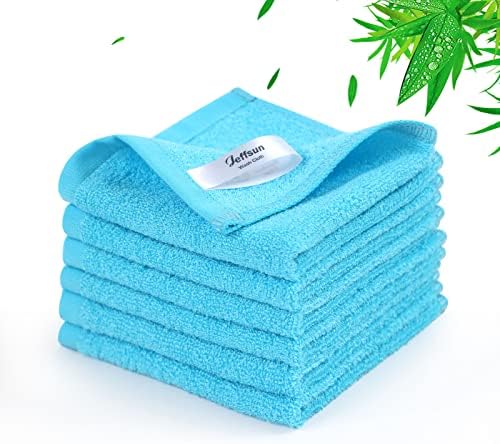 Natural Bamboo Baby Washcloths, Heavenly Soft Wash Cloths for Washing Face and Body, Super Gentle & Safe Bath Towels on Sensitive Skin,Best (10 X 10 inch – Pack of 6, Blue)