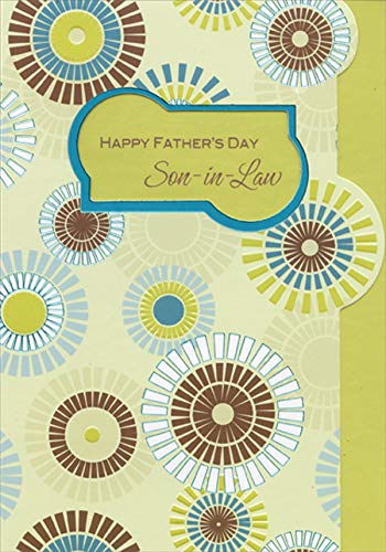 Designer Greetings Brown, Blue and Yellow Circular Patterns with Die Cut Window Father's Day Card for Son-in-Law