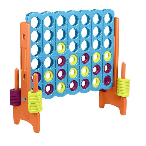Image of ECR4Kids Jumbo 4-to-Score Giant Game with 42 Rings and Reset Sliders, Kids Games, Vibrant
