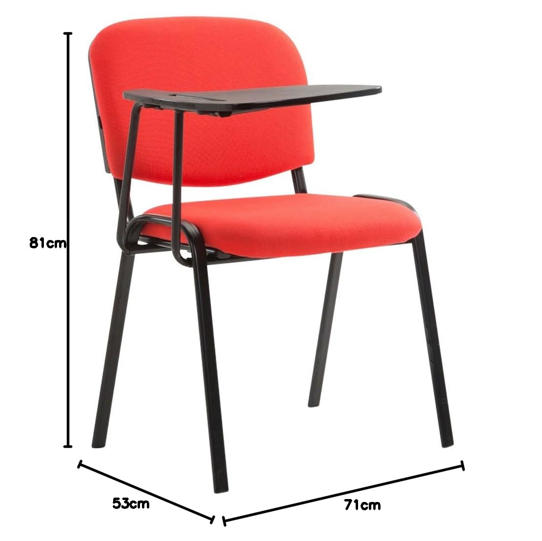Silla Confidente Ken con Brazo Extensible y Pala Flexible para Escritura, Apuntes y Conferencia, Color Rojo