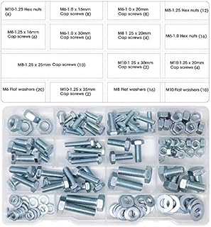 T.K.Excellent Hex Bolts M6 M8 M10 and Hex Nuts and Washers Set Kit,128 Pcs