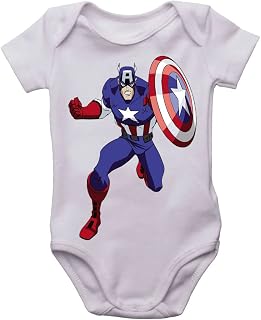 Body infantil capitão américa bodi herói bori bebê neném Cor:Branco;Tamanho:G