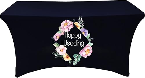 Miniatura 7 de Mantel personalizado con logotipo de negocios de 4, 5, 6, 8 pies, elástica, de elastano, personalizable, personalizable, para negocios, bodas,