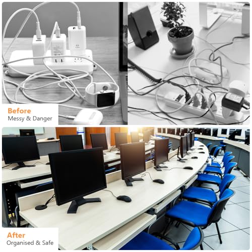 Flintronic 12 Stück Kabeldurchführung Schreibtisch, 35mm Kabeldurchlass mit 1 Lochsäge 60mm, Kabeldurchlass Kabelauslassdose, Schreibtisch Kabellochabdeckungen, für Tisch Büro Schreibtische, Schwarz