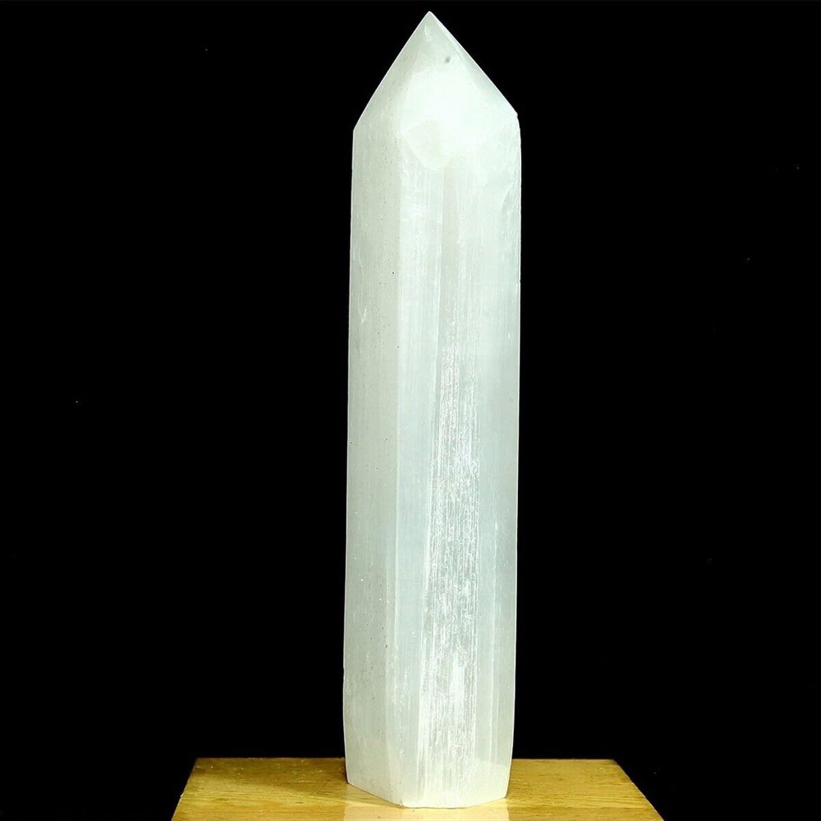 Adornos de cristal Punto de cristal de selenita blanco natural Cuarzo Obelisco Curación Reiki Energía hermoso cristal(900-1000g)