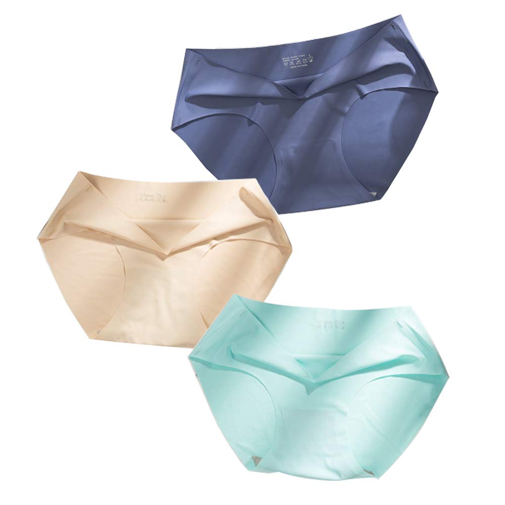 Womens Seamless Panties Ice Silk Hipster Underwear Breathable Briefs Pack of 3