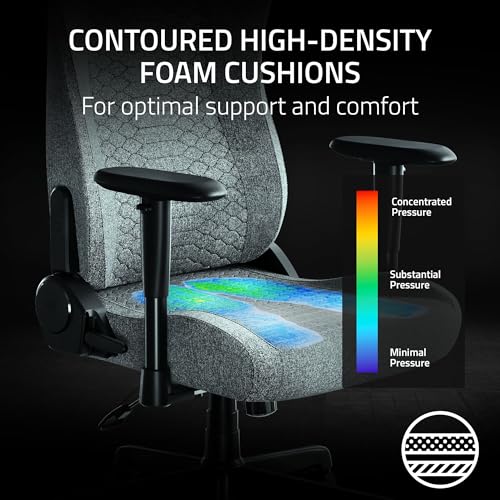 Razer Iskur V2 X Ergonomic Gaming Chair: Built-in Lumbar Support - Widened Seat - High Density Foam Cushions - Adjustable 152 Degree Recline - 2D Armrests - Plush Fabric Finish - Light Gray Edition - Image 6