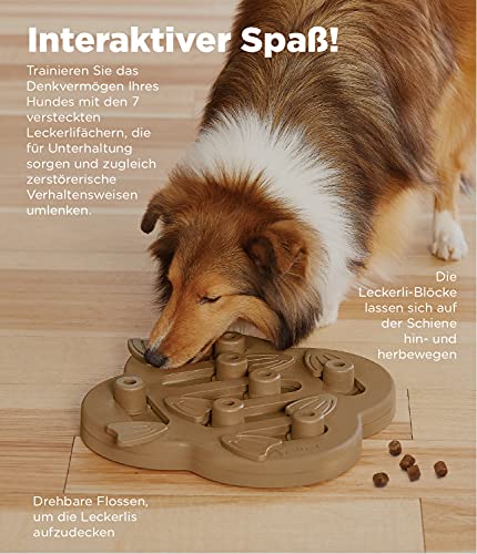 Outward Hound Nina Ottosson Dog Hide N' Slide - Interaktives Hundespielzeug für Leckerlis - Hellbraun