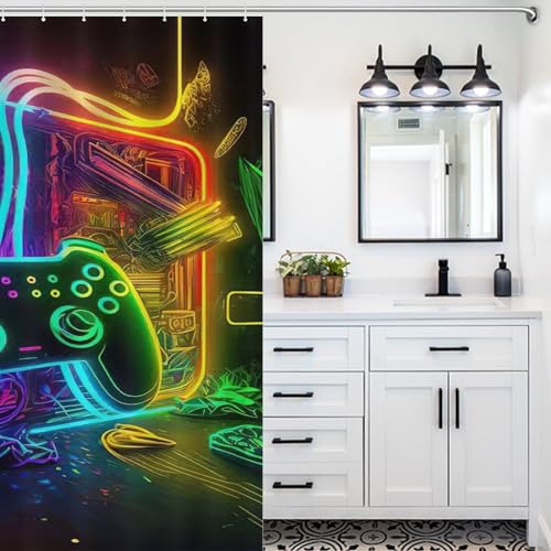 Contrôleurs de jeu rideau de douche polyester lavable imperméable salle de bain