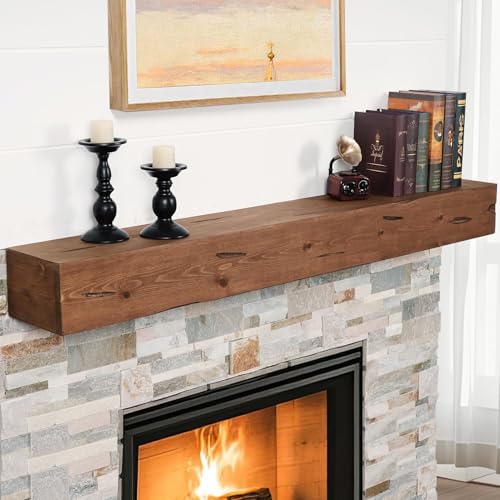 G GOOD GAIN Fireplace Mantel 60inch - Handmade Distressed Floating