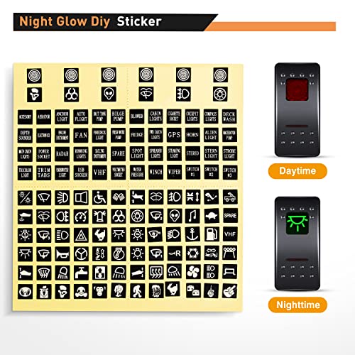 Image of Nilight 4 Gang Rocker Switch Panel SPST On Off Toggle with DIY Label Sticker | 5PIN Electrical 12V /20A 24V /10A Aluminum Plate with Pre-Wired Jumper Wires for LED Light Bar RV Boats 4X4 Cars Red