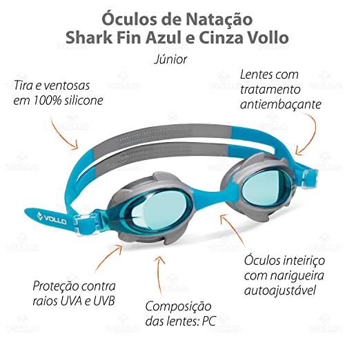 Óculos de Natação Junior Shark Fin VN201-1 Azul e Prata Tamanho Único Vollo Sports
