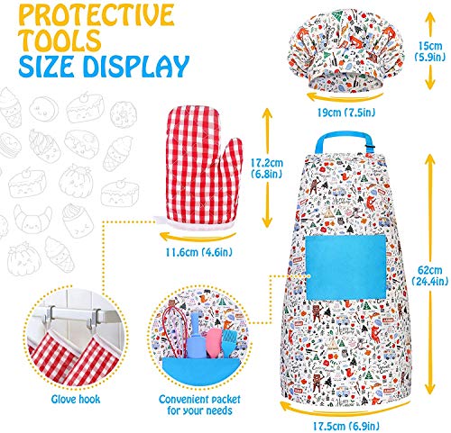 Wuudi 30 Stück Küchenspielzeug Set Kinderküche Zubehör wasserfesten Schürze und Kochmütze Kinderspielzeug zum Kochen… – Bild 5
