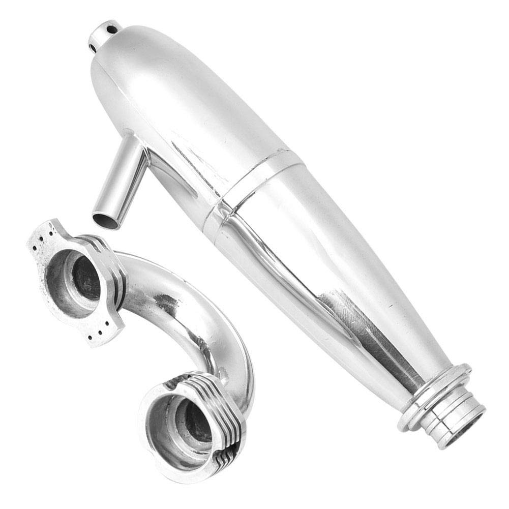 Tubo di Scarico per Auto RC, Tubo di Scarico Doppio in Lega di Alluminio per HSP 1/8 RC Car/Sh Go 21 / 28CXP Motore Modello di aggiornamento RC Accessorio Parte