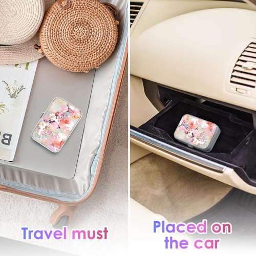 Image of Dental Floss Portable Case, Easy to Store Floss Picks of Various Sizes, Portable Dental Floss Dispenser is Perfect for Travelling, Hotels, Dinners, Appointments.Pink Flower