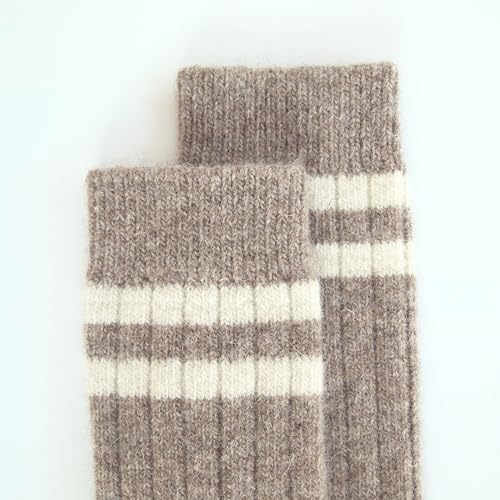 Image of 92% Merino Wool Socks Crew Cozy Heavyweight Home Travel Outdoor Super- Soft Socks, 100% Made in Mongolia