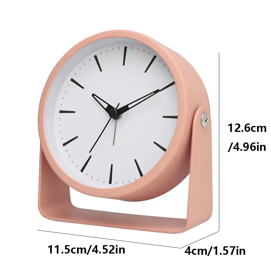 Image of Peakeep Modern Alarm Clock 4.5 Inch Silent Non Ticking Analog Table Clock with Metal Frame Battery Powered Desk Clock for Bedroom Kids Students Office Nightstand Table Decor