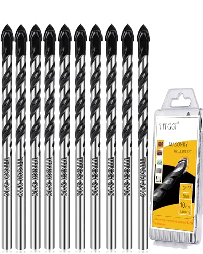 TITGGI 3/16" (10PCS) Masonry Drill Bit Set & Cement Drill