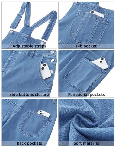 luvamia Cargo Jean Overalls for Women Wide Leg Bib Utility Stretchy Denim Jumpsuit Overall Loose 90s Trendy - Image 6