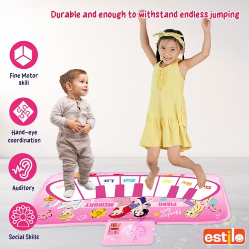 Image of Estilo Floor Piano Mat for Kids & Toddlers | Baby Playing Mat with Music 11 Keys | Musical Toy Gift for Boys & Girls Age for 1-6 | Engaging Keyboard for Toddlers (Princess)