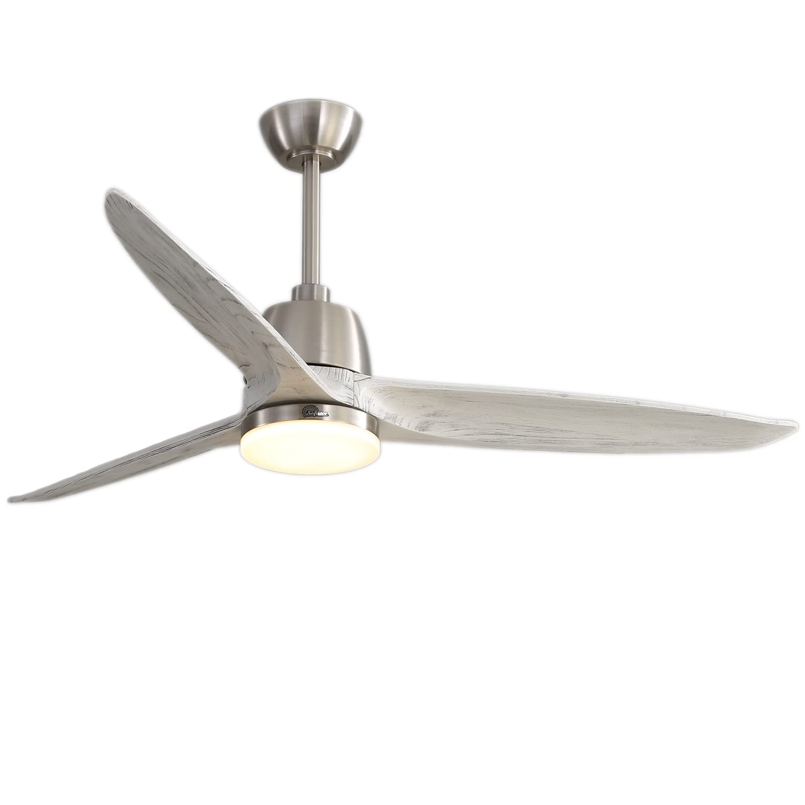 Sofucor56 Inch Wood Ceiling Fan with Lights Remote Control Dimmable Light Reversible DC Motor Modern Ceiling Fan for Kitchen Bedroom Basement Dining Living Room Grey