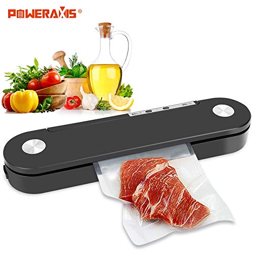 Preisvergleich Produktbild POWERAXIS Vakuumierer Lebensmittel, Automatisch Vakuumiergerät,Vakuumierer Folienschweißgerät für Trockene und Feuchte Lebensmittel für Sous Vide mit Eingebauter Cutter Inkl,Vakuumierbeutel