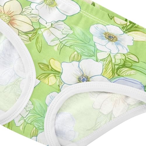 Delicate White Floral Green Toddler Underwear Floral 2t Cotton Little Girl Panties Fun Print Undies Kids Briefs4